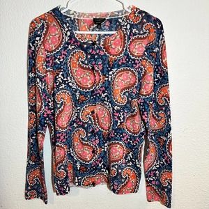 NWT Talbots XS Pure Merino Wool Cardigan Sweater Paisley
